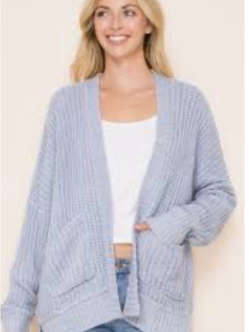 NWOT- Light Blue Chunky Open-Front Women's Cardigan Sweater